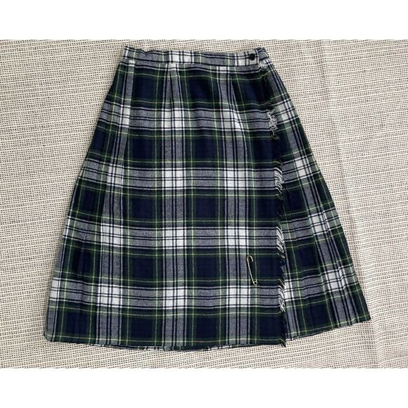 Vtg 80s Womens Small Plaid Wool Blend Skirt Made in USA Tartan Preppy Academia - Picture 1 of 6